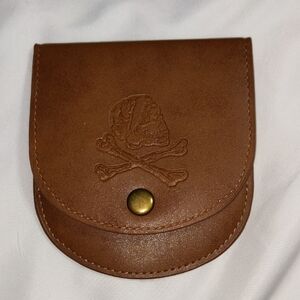Brown Faux Leather Skull & Crossbones Wallet